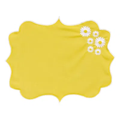 Km Home Collection Yellow Margherita Cotton Placemats Set