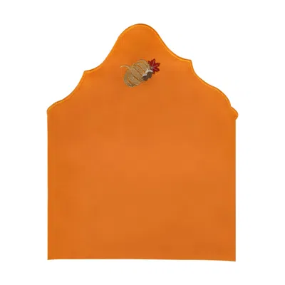 Km Home Collection Yellow / Orange Pumpkin Embroidery Cotton Napkin Set Of 2