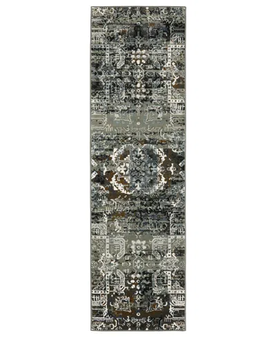 Km Home Astral 2060asl 2'3" X 7'6" Runner Area Rug In Charcoal