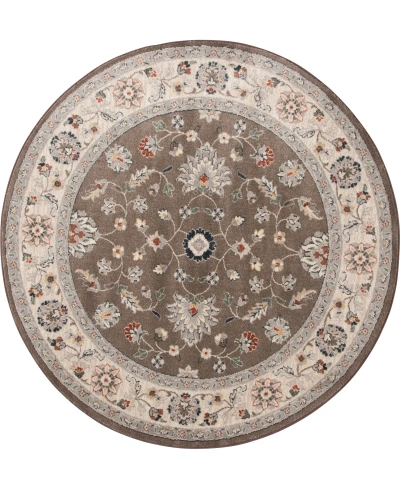 Km Home Poise Pse-7203 5'3" X 5'3" Round Area Rug In Coffee