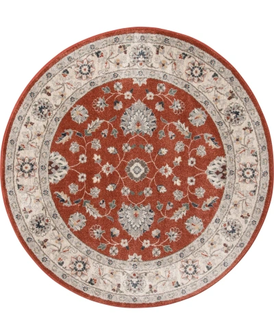 Km Home Poise Pse-7203 5'3" X 5'3" Round Area Rug In Paprika