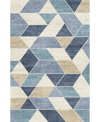 Km Home Velvet Touch Washable Dev-001 7'6" X 9'6" Area Rug In Beige,blue