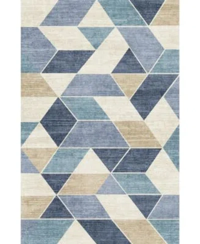 Km Home Velvet Touch Washable Dev 001 Area Rug In Beige,blue