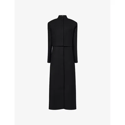 Kml Womens Black Detachable High-neck Wool Coat
