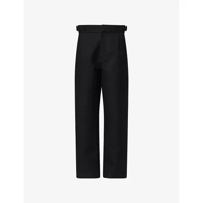 Kml Womens Black Detachable-panel Straight-leg Wool Trousers