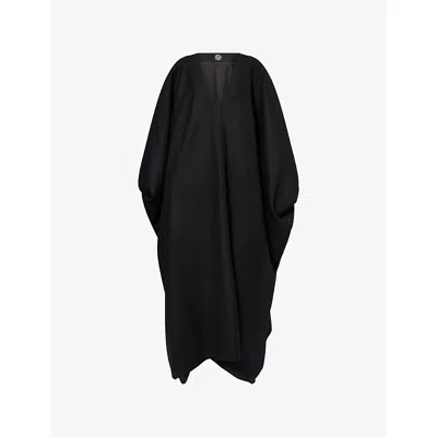 Kml Womens Black Kimono-sleeves Relaxed-fit Wool Cap