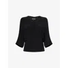Kml Womens Black Veil Hooded Jersey Top