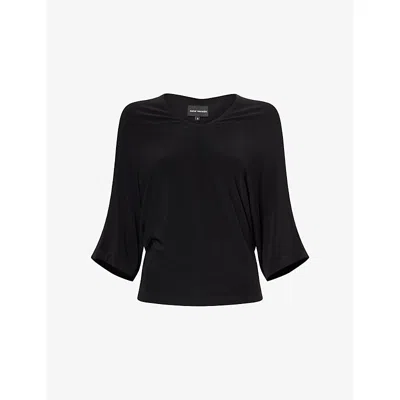 Kml Womens Black Veil Hooded Jersey Top