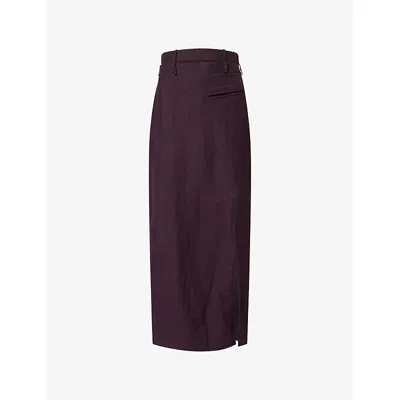 Kml Womens Burgundy Ju-pants Split Cotton-blend Trousers Xs