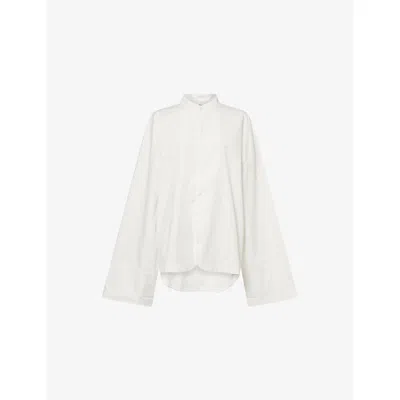 Kml Womens White Curved-hem Relaxed-fit Cotton-poplin Shirt