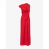 Kml Womens Red Whimsy Asymmetric-drape Jersey Maxi Dress