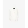 Kml Womens White Clone Single-breasted Linen-blend Blazer