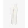 Kml Womens White Clone Straight-leg Linen-blend Trousers