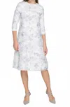 Kmw Toile Midi Dress In Light Blue In White