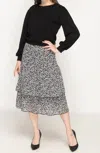 Kmw Woven Floral Ruffle Midi Skirt In Black In Multi