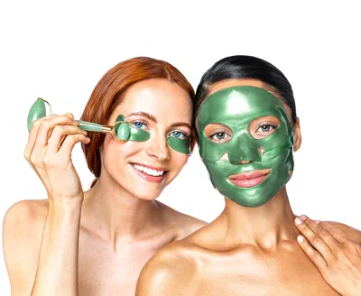 Knesko Green Jade Calm Collagen Mask & Green Jade Gemstone Roller Discovery Kit In White