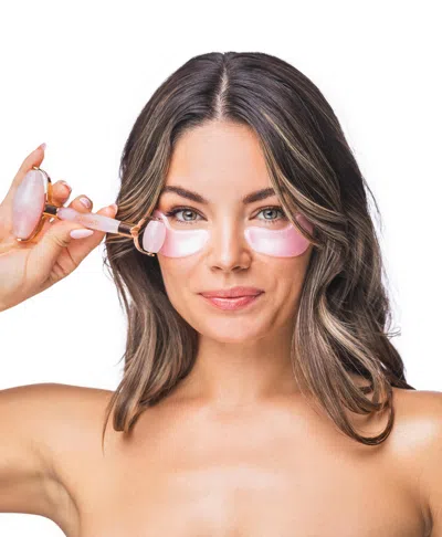 Knesko Rose Quartz Antioxidant Collagen Mask & Rose Quartz Gemstone Roller Discovery Kit In White
