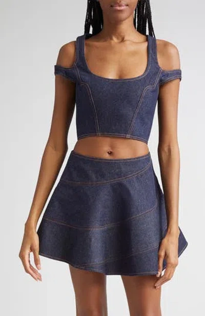 K.ngsley Gender Inclusive Fillhim Denim Corset Top In Purple