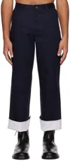 K.ngsley Navy Diran Denim Trousers In Midnight