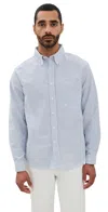 Knickerbocker Beefy Cotton Oxford Shirt Navy Stripe In Navy Stripe
