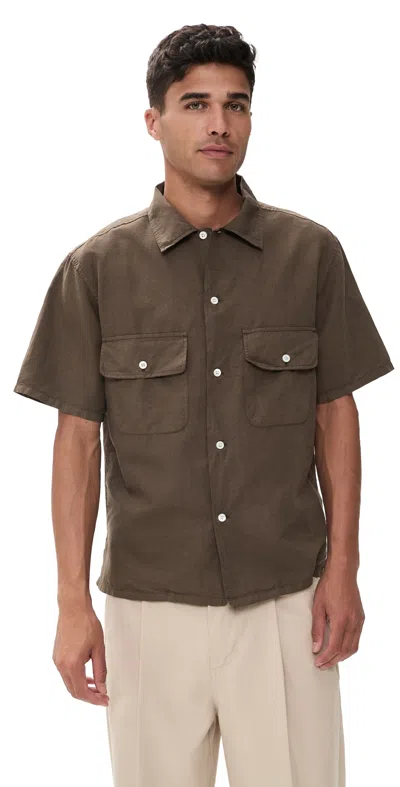 Knickerbocker Cotton Linen Shirt Mocha In Brown