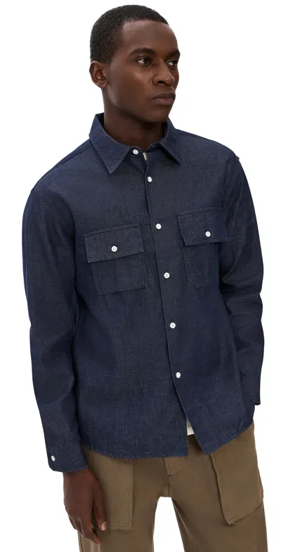 Knickerbocker Pacific Denim Shirt Dark Wash Indigo In Yellow