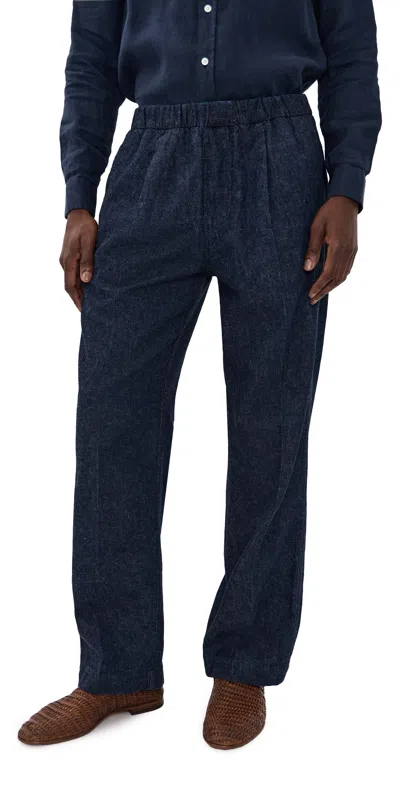 Knickerbocker Park Denim Cotton & Linen Pants Indigo In Blue