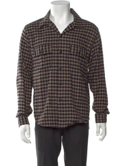 Pre-owned Knickerbocker Plaid Print Long Sleeve Shirt In Brown