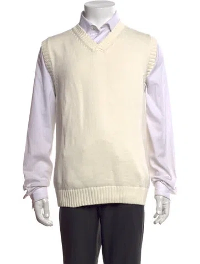 Pre-owned Knickerbocker V-neck Sleeveless Sweater Vest In Neutrals