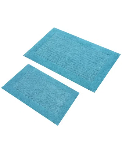 Knightsbridge Set Of 2 Bella Napoli Cotton Bath Rugs In Blue