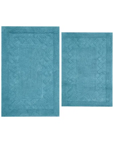 Knightsbridge 2pc Chain Cotton Bath Rug Set In Blue
