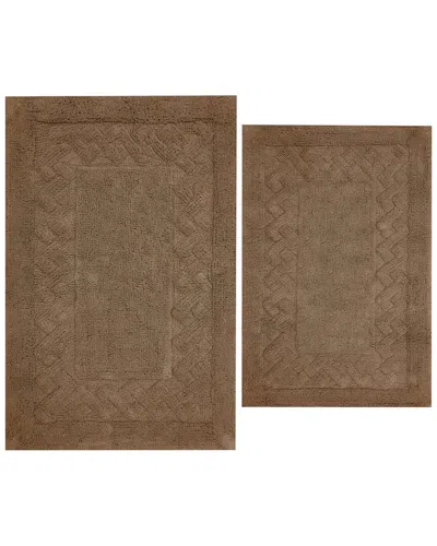 Knightsbridge Set Of 2 Chain Cotton Bath Rugs In Brown