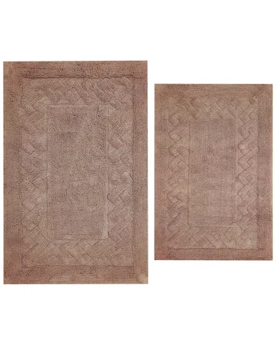Knightsbridge 2pc Chain Cotton Bath Rug Set In Brown