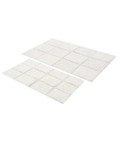 Knightsbridge 2pc Chakkaboard Cotton Bath Rug Set In Neutral