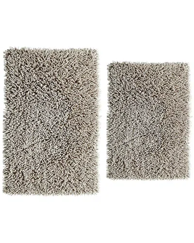 Knightsbridge 2pc Chenille Shaggy Cotton Bath Rug Set In Brown