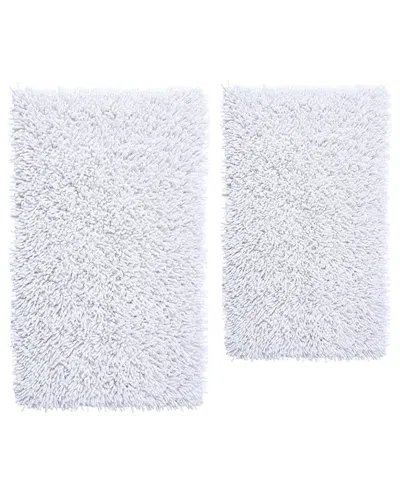 Knightsbridge 2pc Chenille Shaggy Cotton Bath Rug Set In Gray
