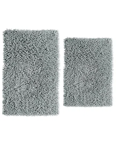 Knightsbridge 2pc Chenille Shaggy Cotton Bath Rug Set In Gray