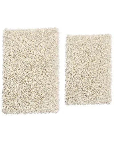 Knightsbridge 2pc Chenille Shaggy Cotton Bath Rug Set In Neutral