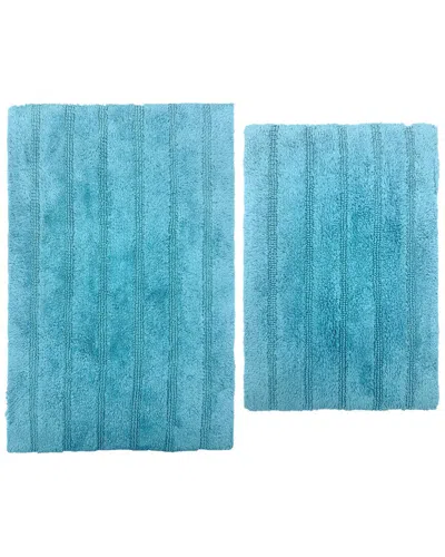 Knightsbridge 2pc Cotton Bath Rug Set In Blue
