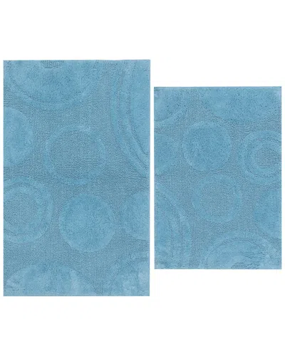 Knightsbridge 2pc Cotton Bath Rug Set In Blue