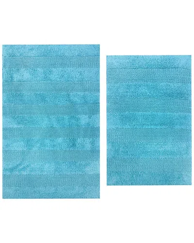 Knightsbridge 2pc Cotton Bath Rug Set In Blue