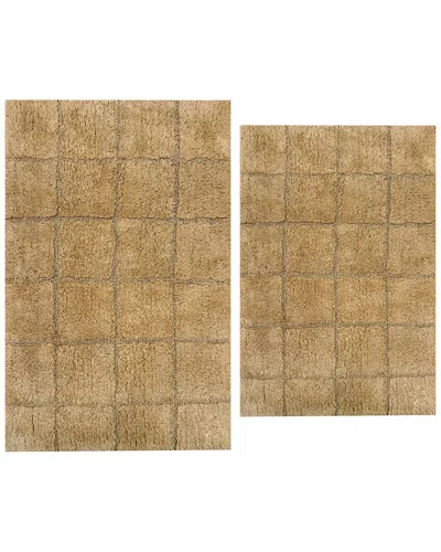 Knightsbridge 2pc Cotton Bath Rug Set In Brown