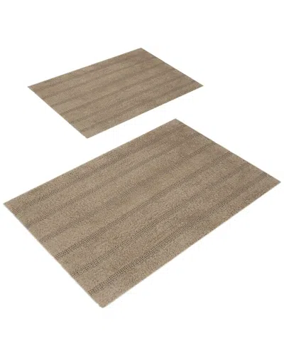 Knightsbridge 2pc Cotton Bath Rug Set In Brown