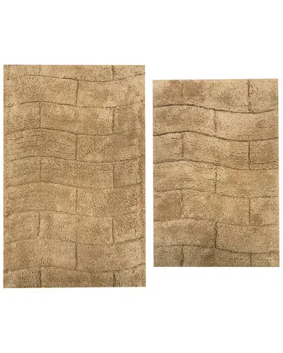 Knightsbridge 2pc Cotton Bath Rug Set In Brown