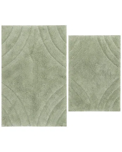 Knightsbridge 2pc Cotton Bath Rug Set In Green