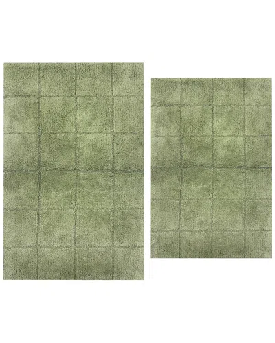 Knightsbridge 2pc Cotton Bath Rug Set In Green
