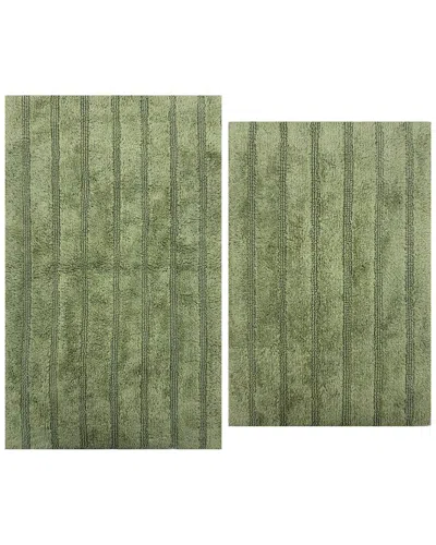 Knightsbridge 2pc Cotton Bath Rug Set In Green