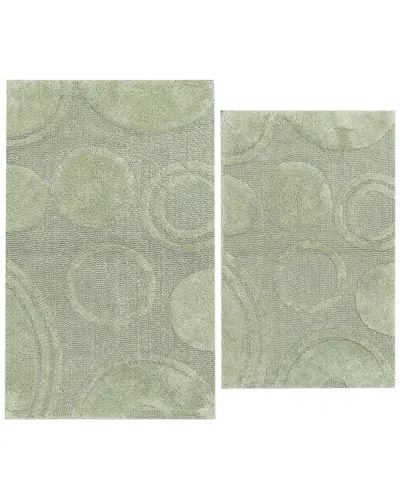 Knightsbridge 2pc Cotton Bath Rug Set In Green
