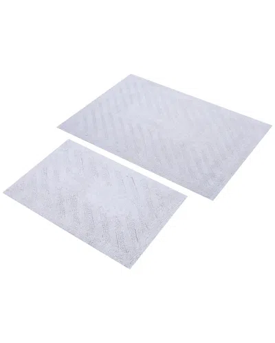 Knightsbridge Set Of 2 Diagonal Racetrack Cotton Bath Rugs In Purple