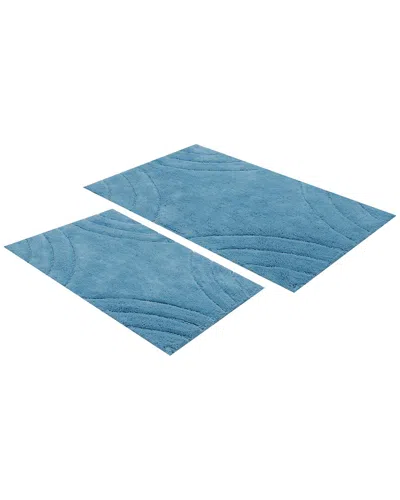 Knightsbridge 2pc Diamond Cotton Bath Rug Set In Blue